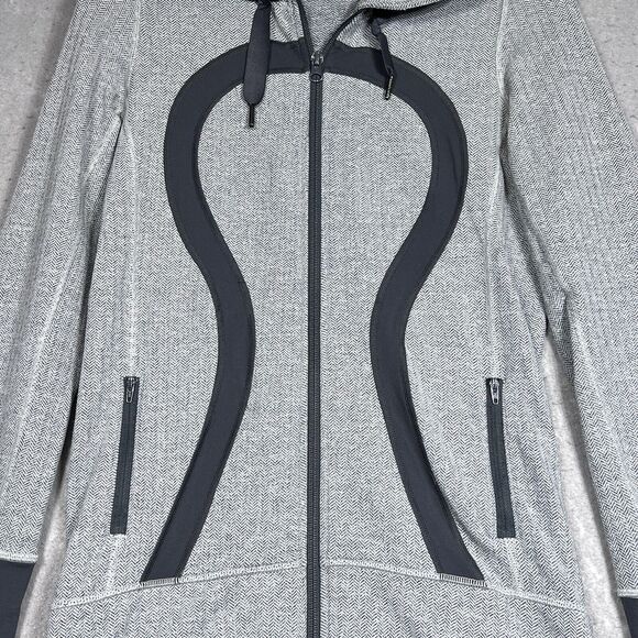 Lululemon Sweatshirt Womens Size 6 Ghost Herringbone Brushed Stride Jacket - Picture 3 of 13